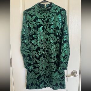 VENUS Sequin Detail Velvet Dress